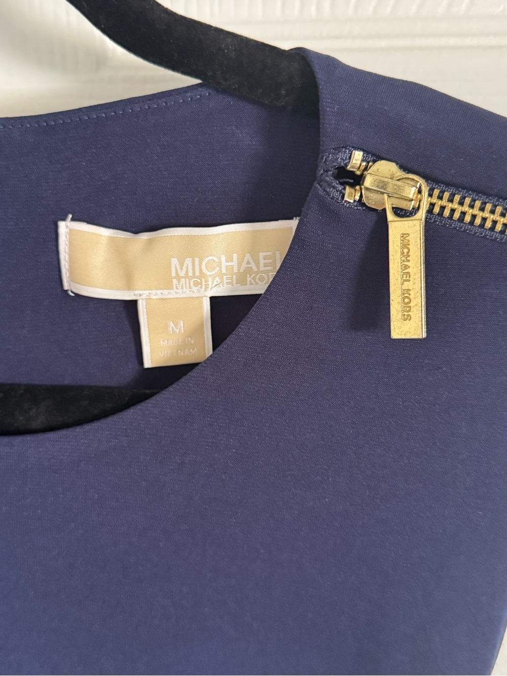 Michael Kors Navy Tunic Dress with Gold Zip Accent
